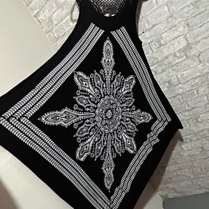 India Boutique Black and White Asymmetrical Dress
